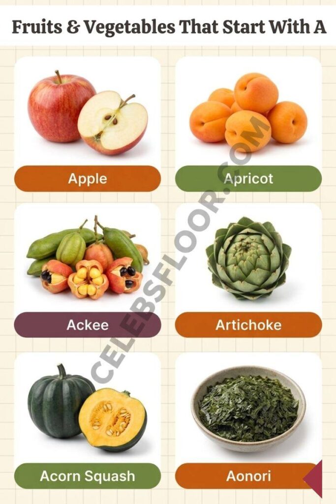 Fruits & Vegetables That Start With A